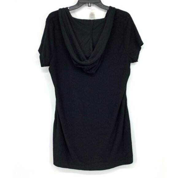 Time and Tru Coverup Dress Black Terry Swim Lace Up Hooded - Picture 6 of 8